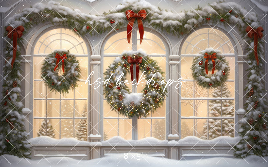 Snowy Cathedral Window Christmas Backdrops For Photography