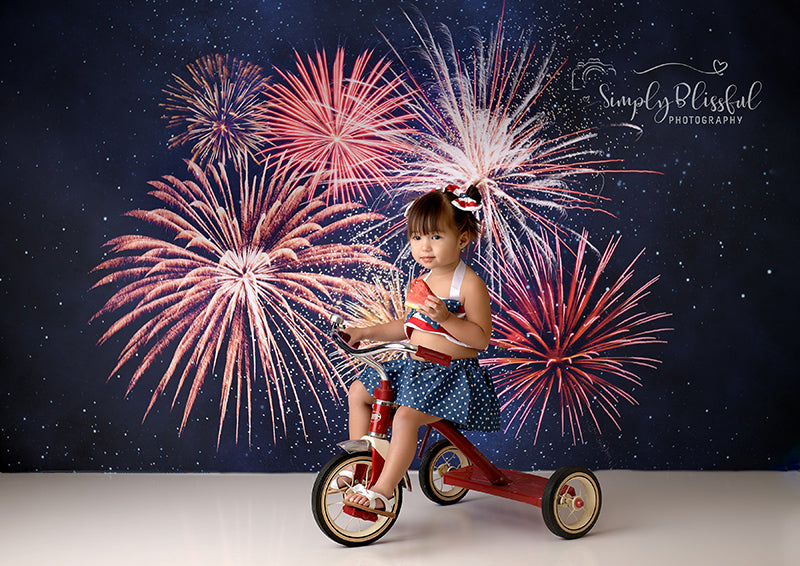 Fourth of July Fireworks photo backdrop for Independence Day