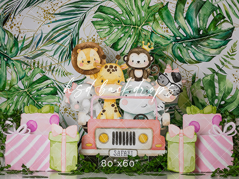 Safari Wild One Birthday Cake Smash Photography Backdrop