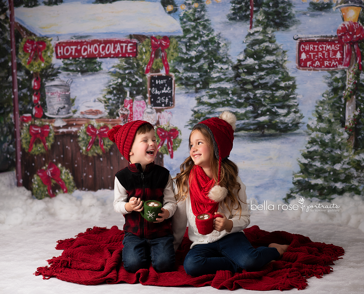 Hot Cocoa Stand with Lights – Baby Dream Backdrops