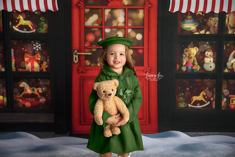 Santa’s Toy Shop Backdrop for Pictures. Toy Store Backdrop for Photos.