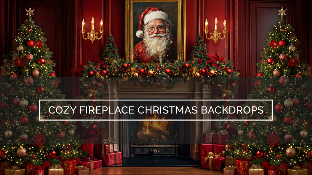 Cozy Fireplace Christmas Backdrops for Studio Photography