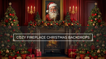 Cozy Fireplace Christmas Backdrops for Studio Photography