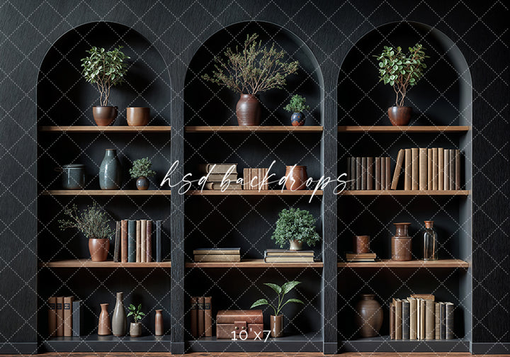 Arched Black Bookcase (sweep options)