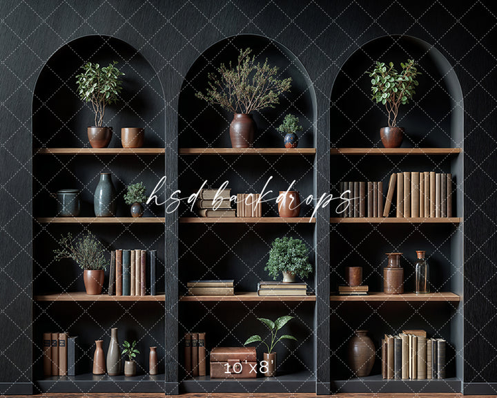 Arched Black Bookcase (sweep options)