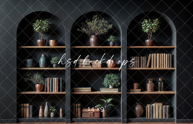 Arched Black Bookcase (sweep options)