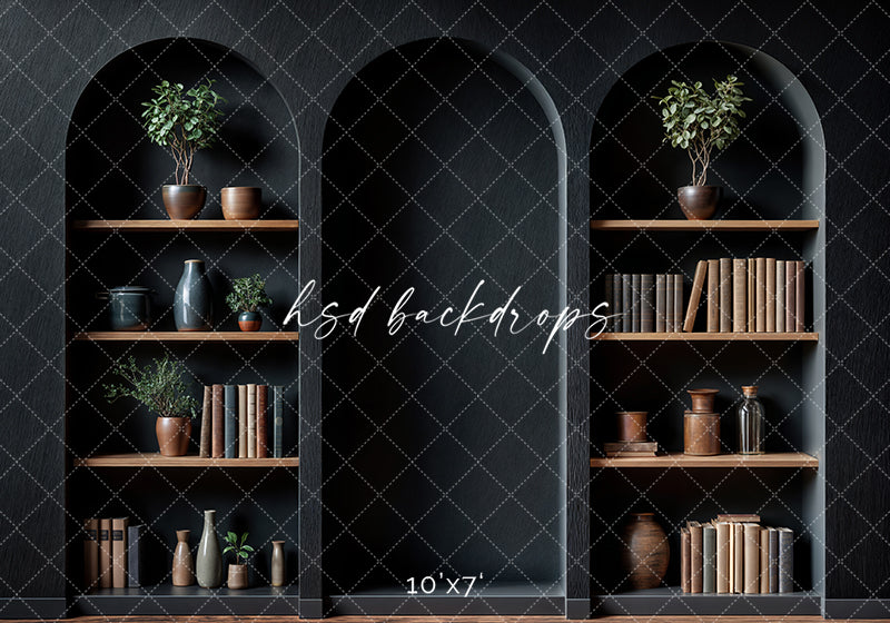 Arched Black Bookshelf Wall (sweep options)