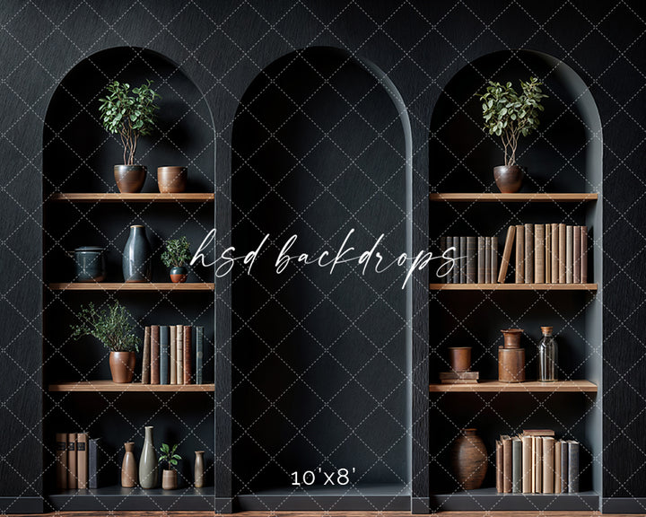 Arched Black Bookshelf Wall (sweep options)