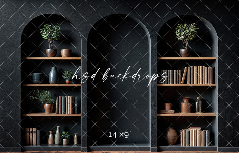 Arched Black Bookshelf Wall (sweep options)