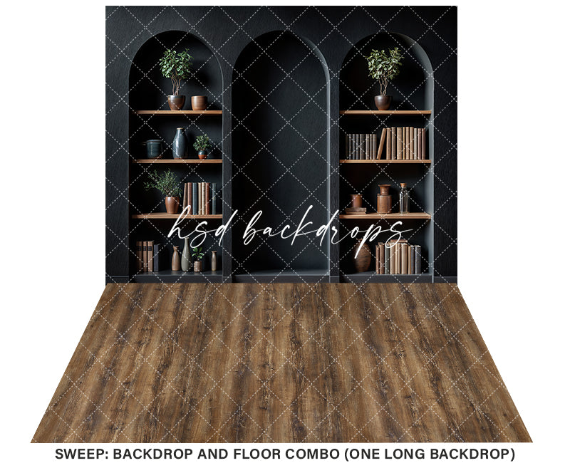 Arched Black Bookshelf Wall (sweep options)