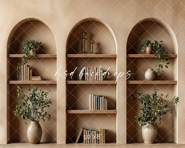 Arched Tan Bookcase (sweep options)