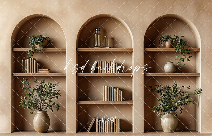 Arched Tan Bookcase (sweep options)