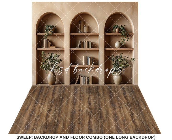 Arched Tan Bookcase (sweep options)