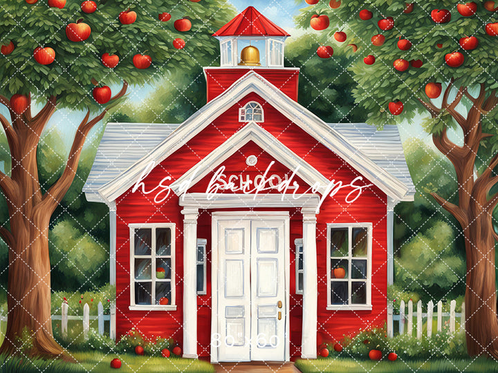 Little Red School House Back to School Photo Backdrop 