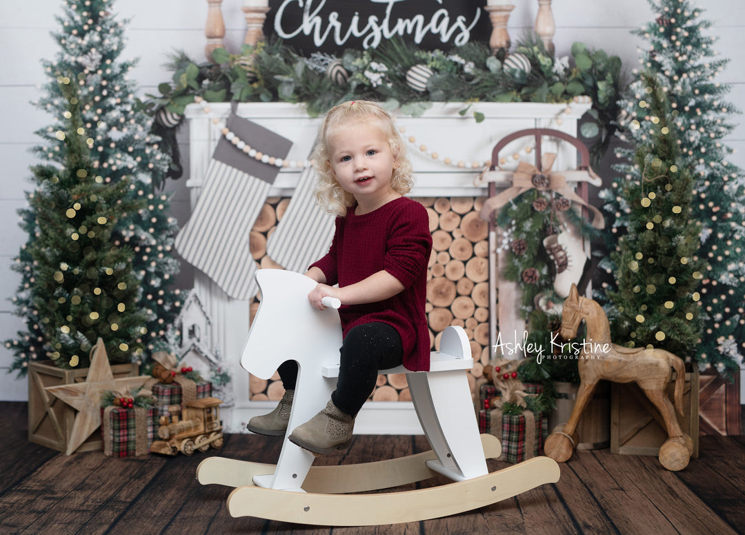 Farmhouse Christmas Fireplace - HSD Photography Backdrops 