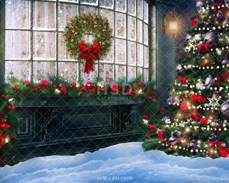 Decorated Christmas Window - HSD Photography Backdrops 