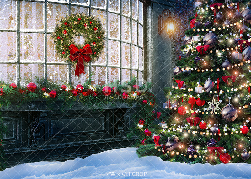 Decorated Christmas Window - HSD Photography Backdrops 