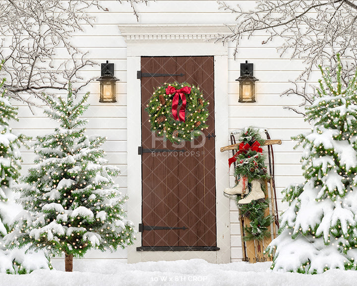 Rustic Christmas Barn Door - HSD Photography Backdrops 