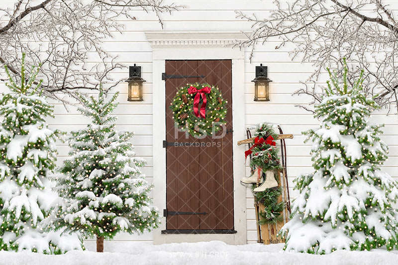 Rustic Christmas Barn Door - HSD Photography Backdrops 