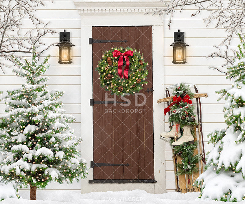 Rustic Christmas Barn Door - HSD Photography Backdrops 