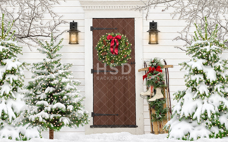 Rustic Christmas Barn Door - HSD Photography Backdrops 