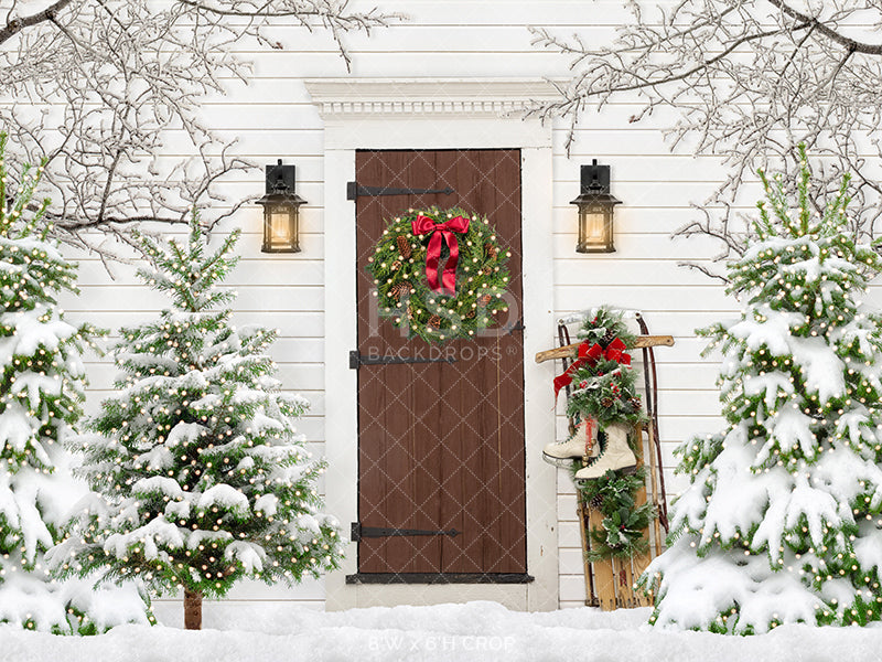 Rustic Christmas Barn Door - HSD Photography Backdrops 