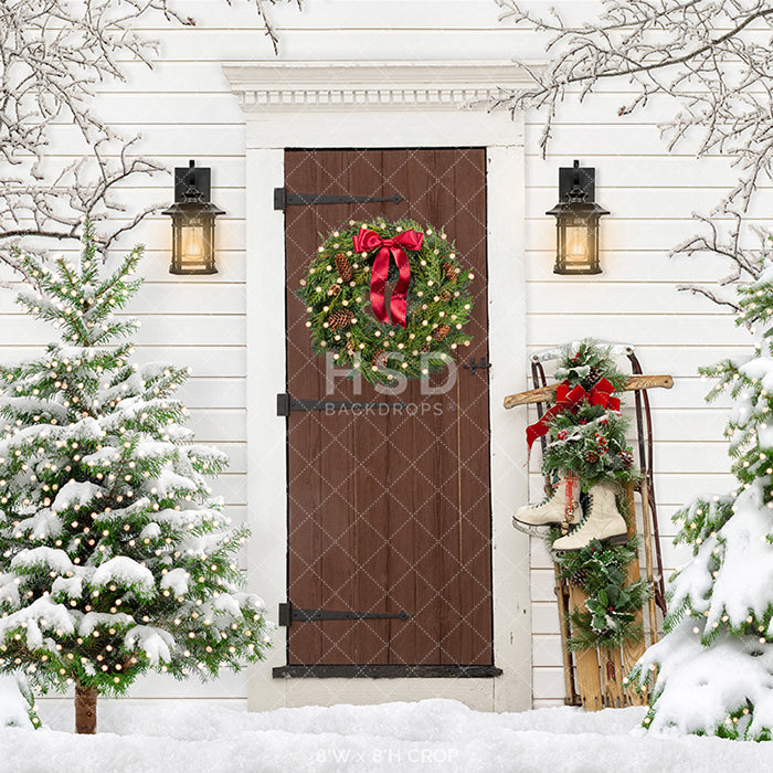 Rustic Christmas Barn Door - HSD Photography Backdrops 