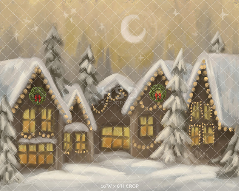 Snowy Gingerbread Village - HSD Photography Backdrops 