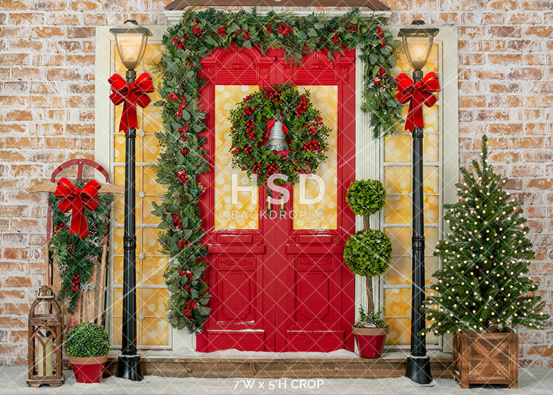 Decorated Christmas Door - HSD Photography Backdrops 