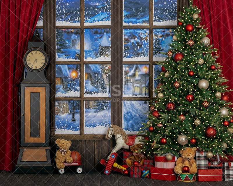 Christmas Village View - HSD Photography Backdrops 