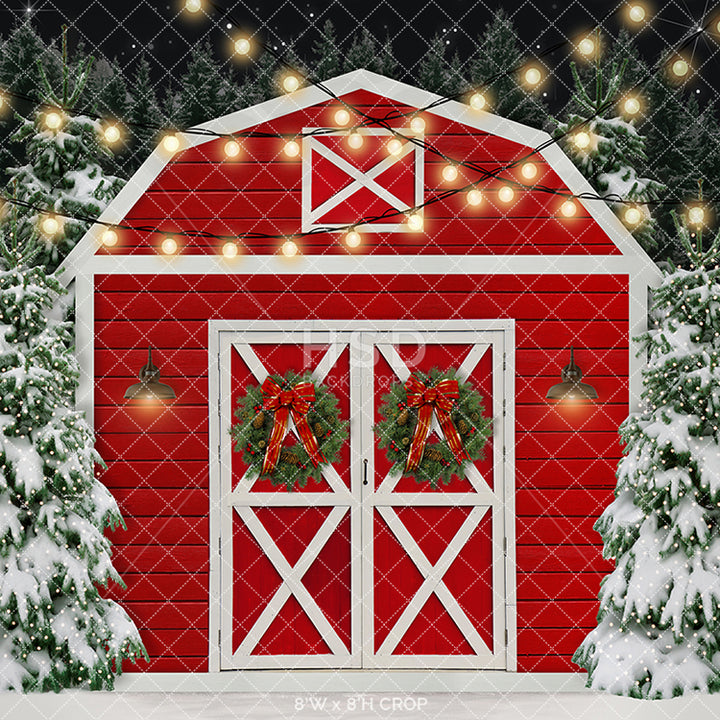 Red Christmas Barn - HSD Photography Backdrops 