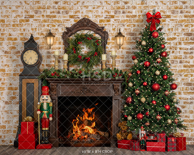 Festive Fireplace - HSD Photography Backdrops 