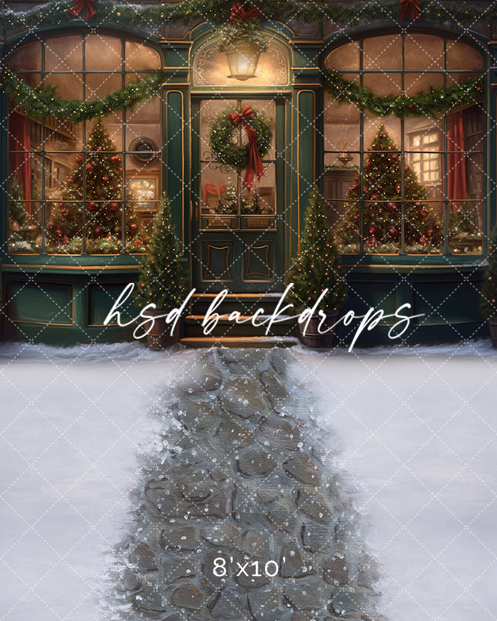 Victorian Christmas Storefront (sweep options) - HSD Photography Backdrops 