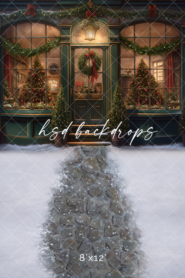 Victorian Christmas Storefront (sweep options) - HSD Photography Backdrops 