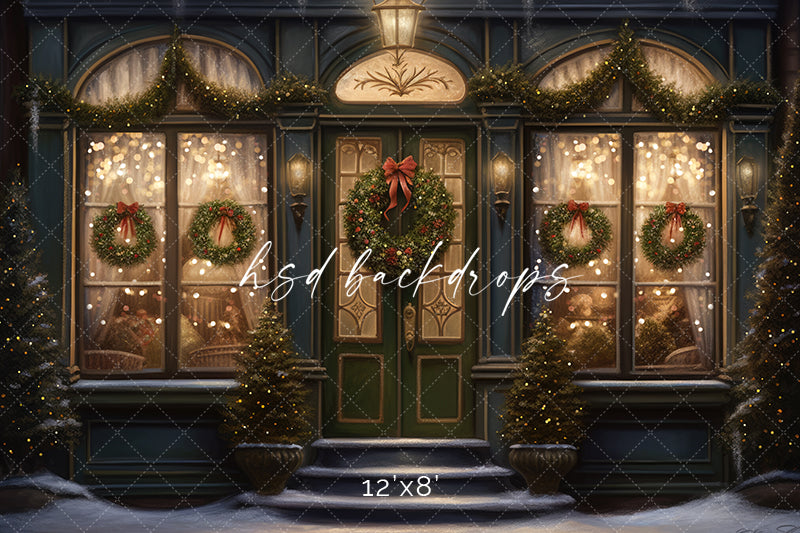 Downtown Christmas Storefront (sweep options) - HSD Photography Backdrops 