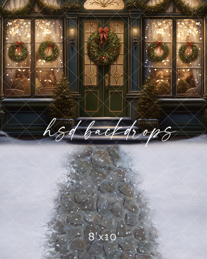 Downtown Christmas Storefront (sweep options) - HSD Photography Backdrops 