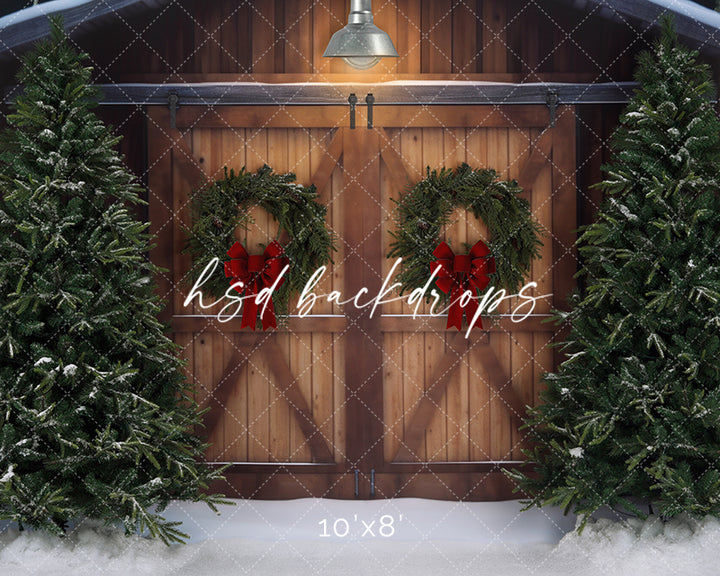 Christmas Tree Farm Barn Doors - HSD Photography Backdrops 