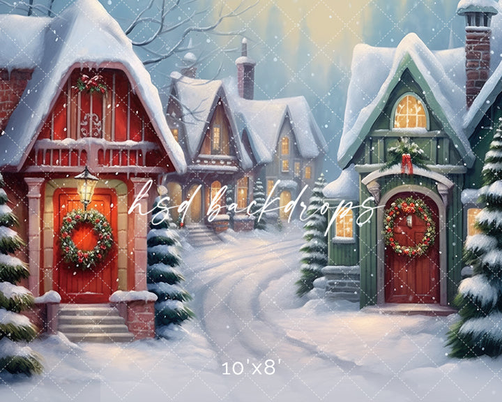 Cute Christmas Village - HSD Photography Backdrops 