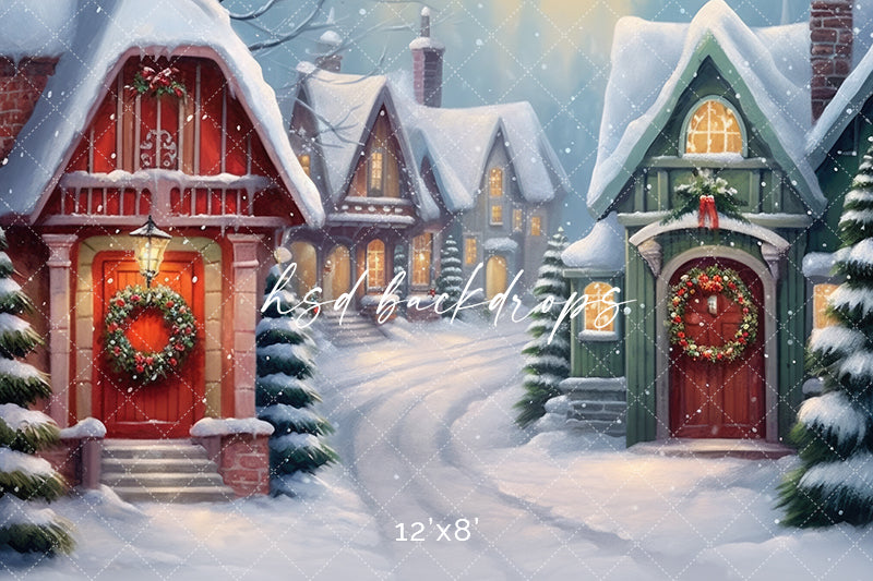 Cute Christmas Village - HSD Photography Backdrops 