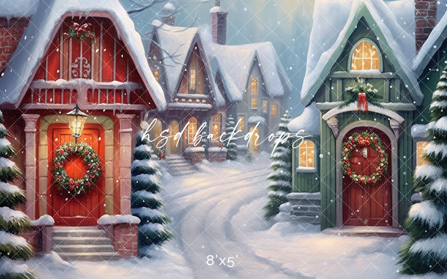 Cute Christmas Village - HSD Photography Backdrops 