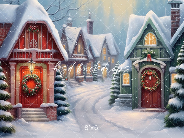 Cute Christmas Village - HSD Photography Backdrops 