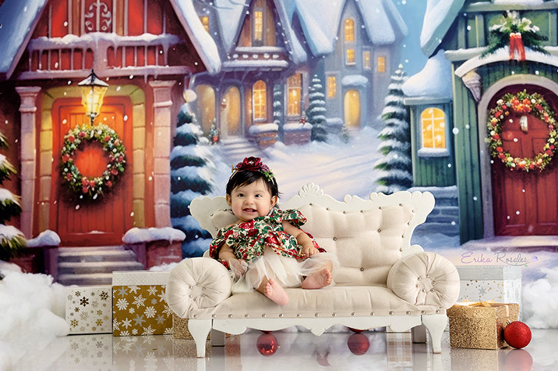 Cute Christmas Village - HSD Photography Backdrops 