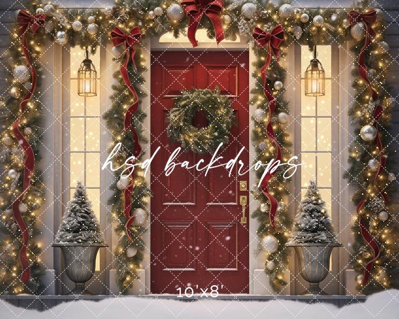 Crimson Christmas Door (sweep options) - HSD Photography Backdrops 