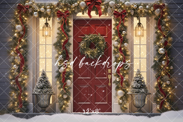 Crimson Christmas Door (sweep options) - HSD Photography Backdrops 