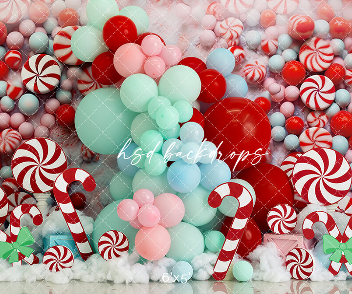 Christmas Balloon Backdrop for Cake Smash Birthday Party Photos