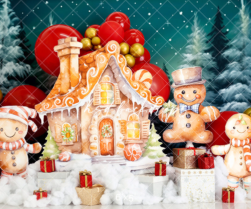 Gingerbread House on the Hill - HSD Photography Backdrops 