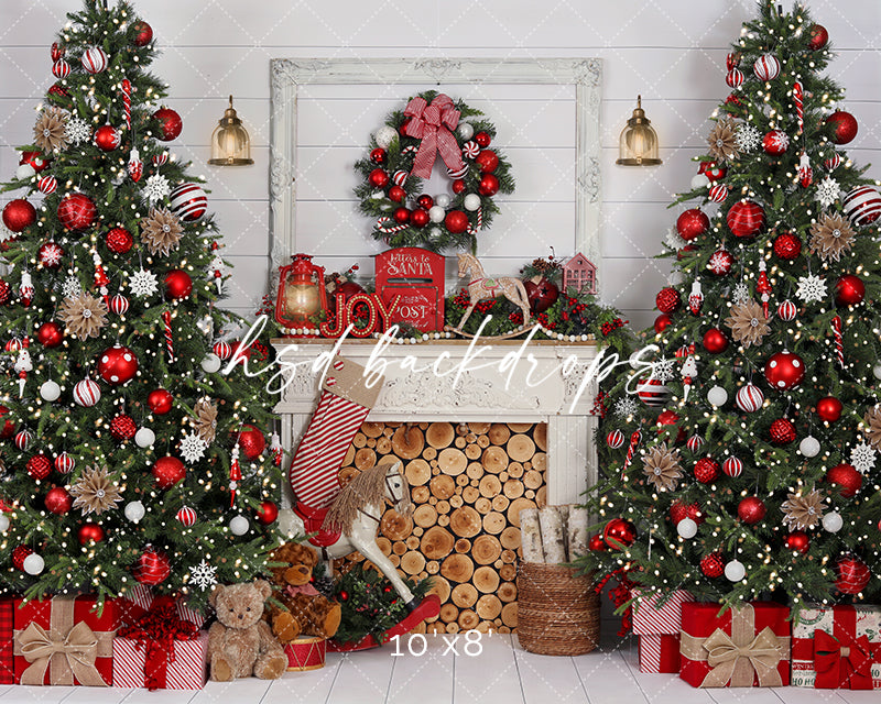 Cozy Christmas Fireplace - HSD Photography Backdrops 