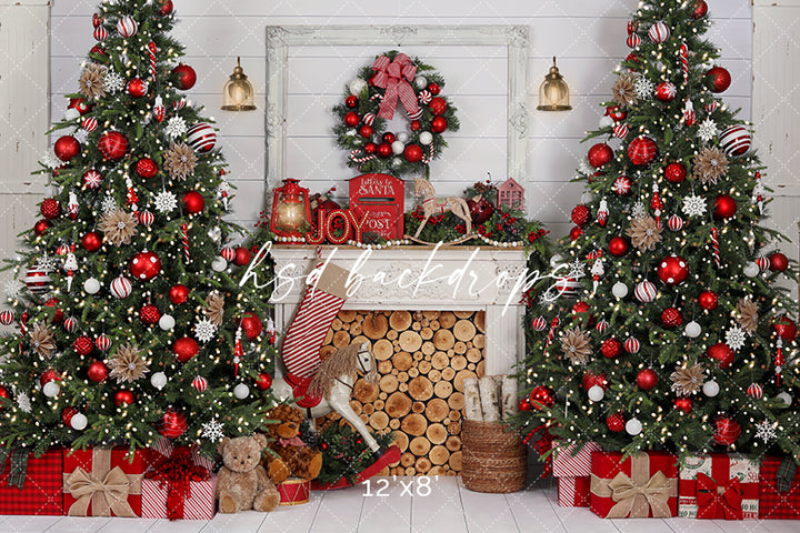 Cozy Christmas Fireplace - HSD Photography Backdrops 