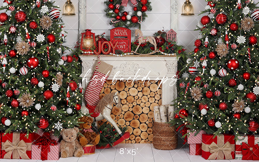 Cozy Christmas Fireplace - HSD Photography Backdrops 