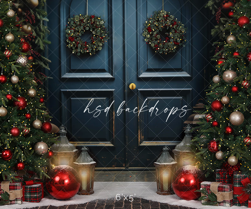 Festive Christmas Door - HSD Photography Backdrops 